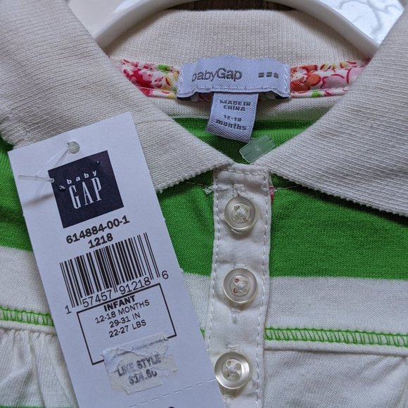 [KIDS 2/$20] NWT Baby Girl (12-18M) - GAP Rugby Stripe Polo - Picture 6 of 6